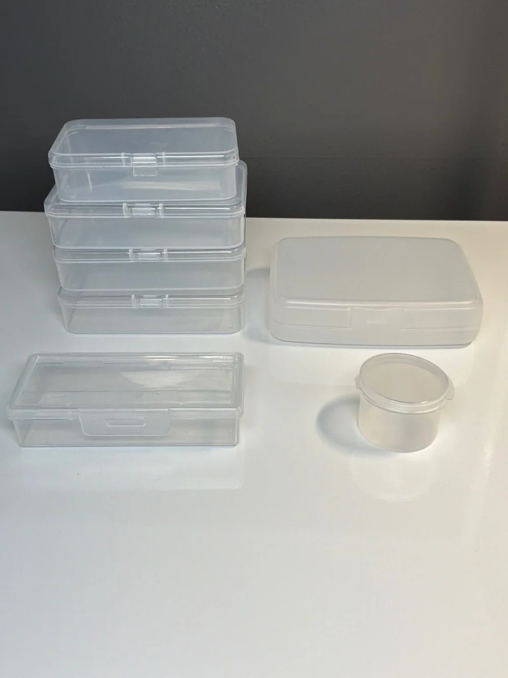Clear Hinged Boxes Storage Containers Set of 7 - Translucent Organizer Boxes